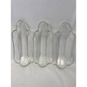 Vtg Banana Split Sundae Dishes Clear Indiana Glass Ice Cream  Plate Set of 3